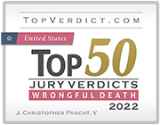 Logo Recognizing Pracht Injury Lawyers, LLP's affiliation with TopVerdict.com
